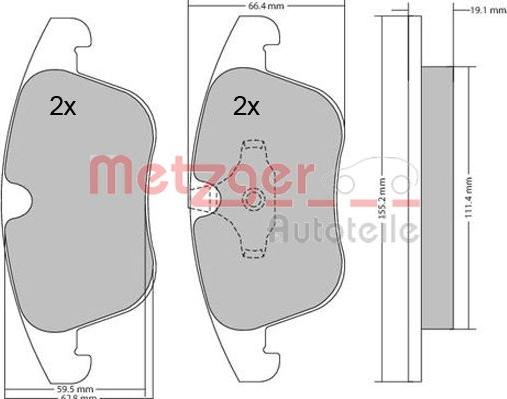 Metzger 1170035 - Комплект спирачно феродо, дискови спирачки vvparts.bg