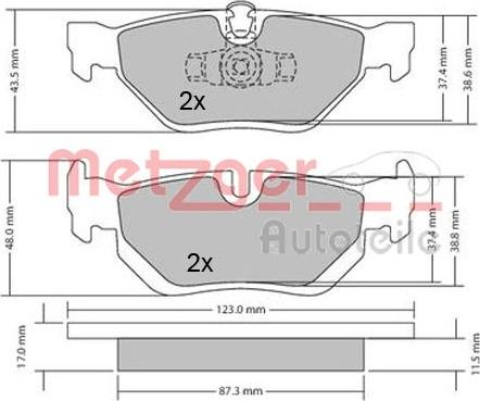 Metzger 1170031 - Комплект спирачно феродо, дискови спирачки vvparts.bg