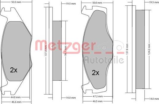 Metzger 1170033 - Комплект спирачно феродо, дискови спирачки vvparts.bg