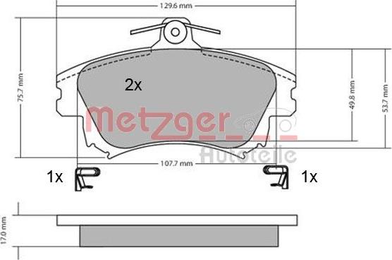 Metzger 1170032 - Комплект спирачно феродо, дискови спирачки vvparts.bg