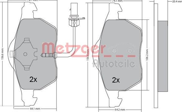 Metzger 1170020 - Комплект спирачно феродо, дискови спирачки vvparts.bg