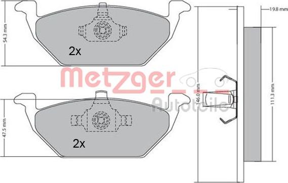 Metzger 1170027 - Комплект спирачно феродо, дискови спирачки vvparts.bg