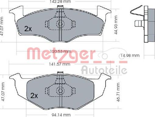 Metzger 1170072 - Комплект спирачно феродо, дискови спирачки vvparts.bg