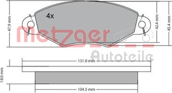 Metzger 1170199 - Комплект спирачно феродо, дискови спирачки vvparts.bg