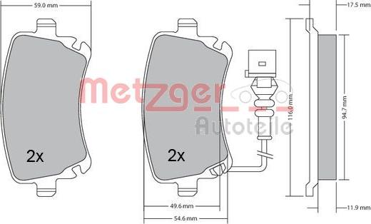 Metzger 1170190 - Комплект спирачно феродо, дискови спирачки vvparts.bg