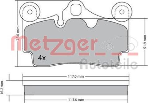 Metzger 1170191 - Комплект спирачно феродо, дискови спирачки vvparts.bg