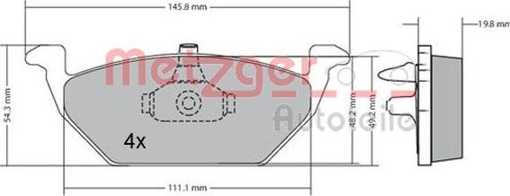 Metzger 1170144 - Комплект спирачно феродо, дискови спирачки vvparts.bg