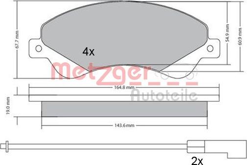 Metzger 1170146 - Комплект спирачно феродо, дискови спирачки vvparts.bg