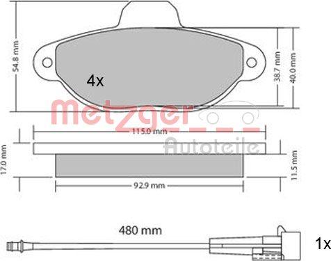 Metzger 1170140 - Комплект спирачно феродо, дискови спирачки vvparts.bg