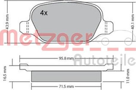 Metzger 1170141 - Комплект спирачно феродо, дискови спирачки vvparts.bg