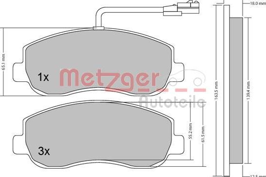 Metzger 1170148 - Комплект спирачно феродо, дискови спирачки vvparts.bg