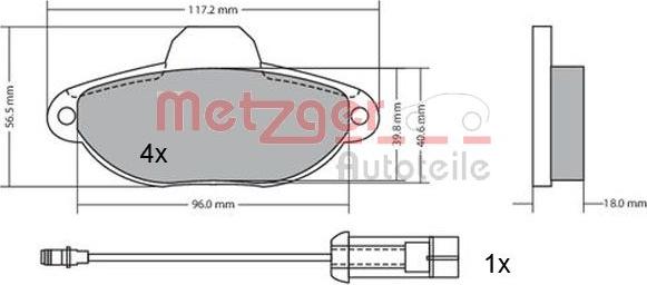 Metzger 1170147 - Комплект спирачно феродо, дискови спирачки vvparts.bg