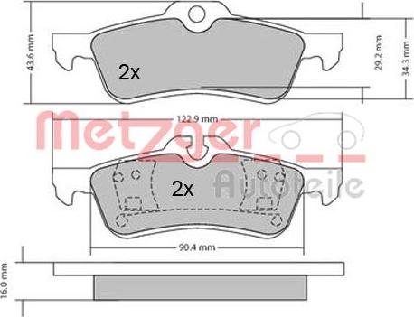 Metzger 1170154 - Комплект спирачно феродо, дискови спирачки vvparts.bg