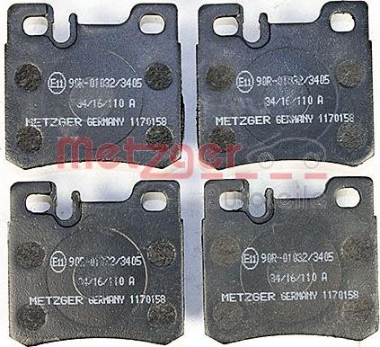 Metzger 1170158 - Комплект спирачно феродо, дискови спирачки vvparts.bg