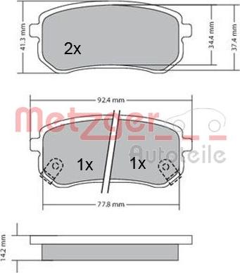 Metzger 1170169 - Комплект спирачно феродо, дискови спирачки vvparts.bg