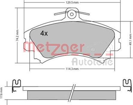 Metzger 1170166 - Комплект спирачно феродо, дискови спирачки vvparts.bg