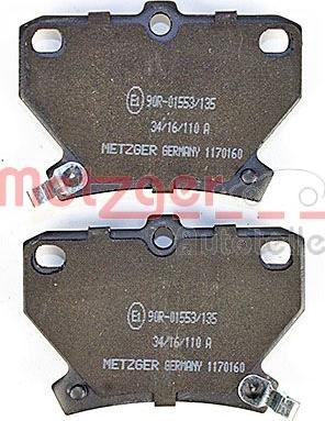 Metzger 1170160 - Комплект спирачно феродо, дискови спирачки vvparts.bg