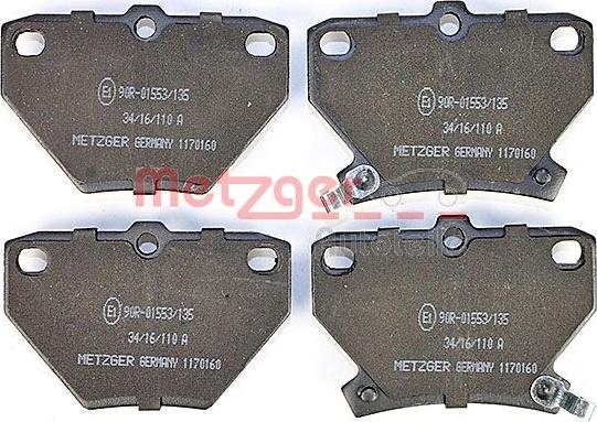 Metzger 1170160 - Комплект спирачно феродо, дискови спирачки vvparts.bg