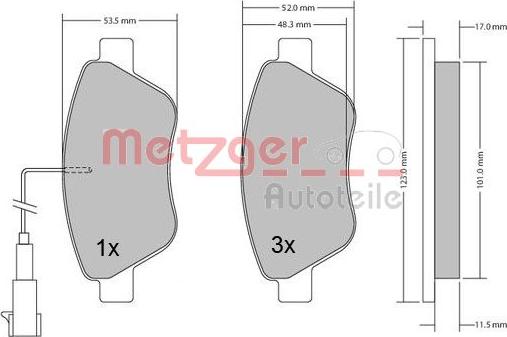 Metzger 1170102 - Комплект спирачно феродо, дискови спирачки vvparts.bg