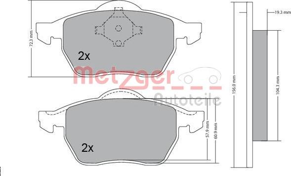 Metzger 1170114 - Комплект спирачно феродо, дискови спирачки vvparts.bg