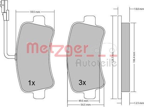 Metzger 1170111 - Комплект спирачно феродо, дискови спирачки vvparts.bg