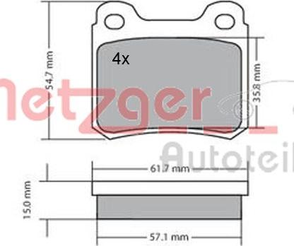 Metzger 1170112 - Комплект спирачно феродо, дискови спирачки vvparts.bg