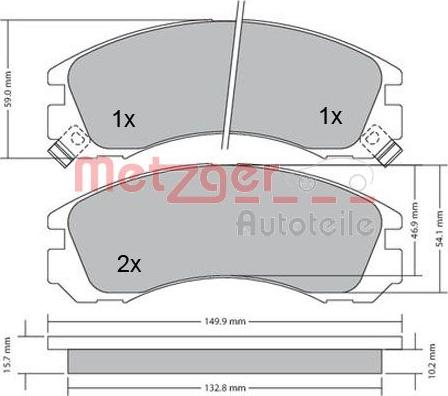 Metzger 1170135 - Комплект спирачно феродо, дискови спирачки vvparts.bg