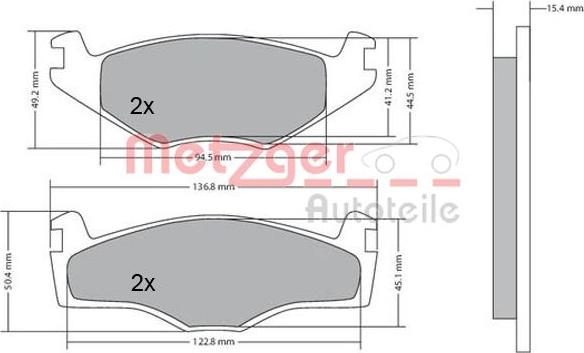 Metzger 1170136 - Комплект спирачно феродо, дискови спирачки vvparts.bg