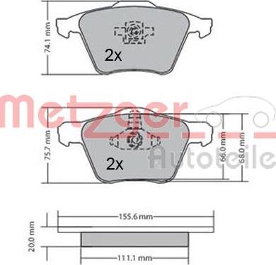 Metzger 1170130 - Комплект спирачно феродо, дискови спирачки vvparts.bg
