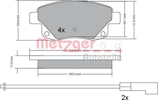 Metzger 1170138 - Комплект спирачно феродо, дискови спирачки vvparts.bg