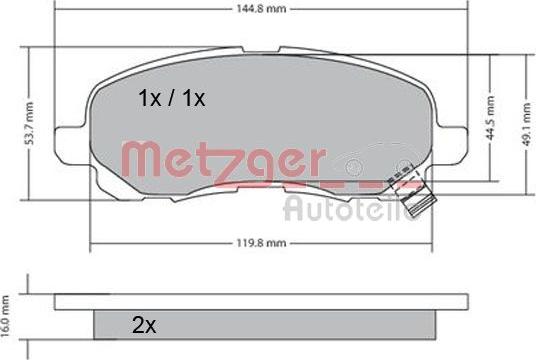 Metzger 1170133 - Комплект спирачно феродо, дискови спирачки vvparts.bg