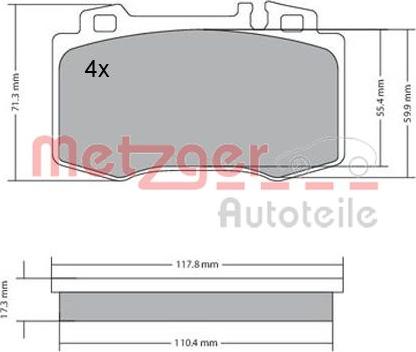 Metzger 1170137 - Комплект спирачно феродо, дискови спирачки vvparts.bg