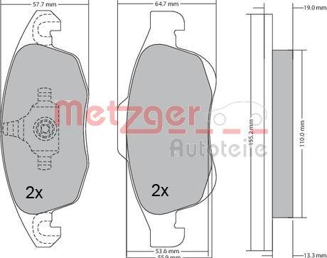 Metzger 1170129 - Комплект спирачно феродо, дискови спирачки vvparts.bg