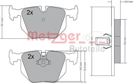 Metzger 1170121 - Комплект спирачно феродо, дискови спирачки vvparts.bg