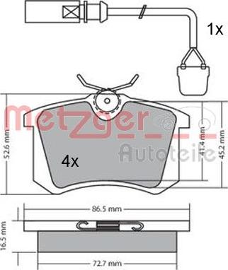 Metzger 1170174 - Комплект спирачно феродо, дискови спирачки vvparts.bg