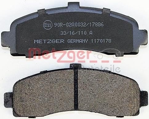 Metzger 1170178 - Комплект спирачно феродо, дискови спирачки vvparts.bg