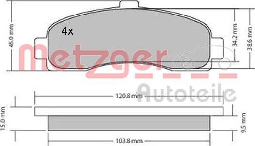 Metzger 1170178 - Комплект спирачно феродо, дискови спирачки vvparts.bg