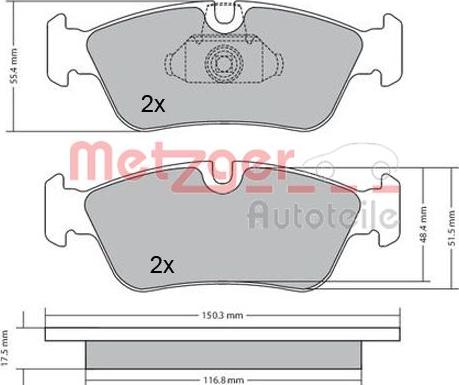 Metzger 1170177 - Комплект спирачно феродо, дискови спирачки vvparts.bg