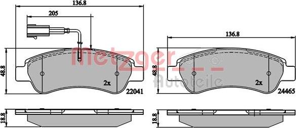 Metzger 1170899 - Комплект спирачно феродо, дискови спирачки vvparts.bg