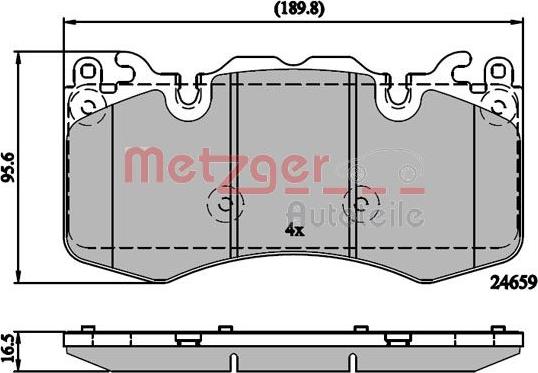 Metzger 1170890 - Комплект спирачно феродо, дискови спирачки vvparts.bg