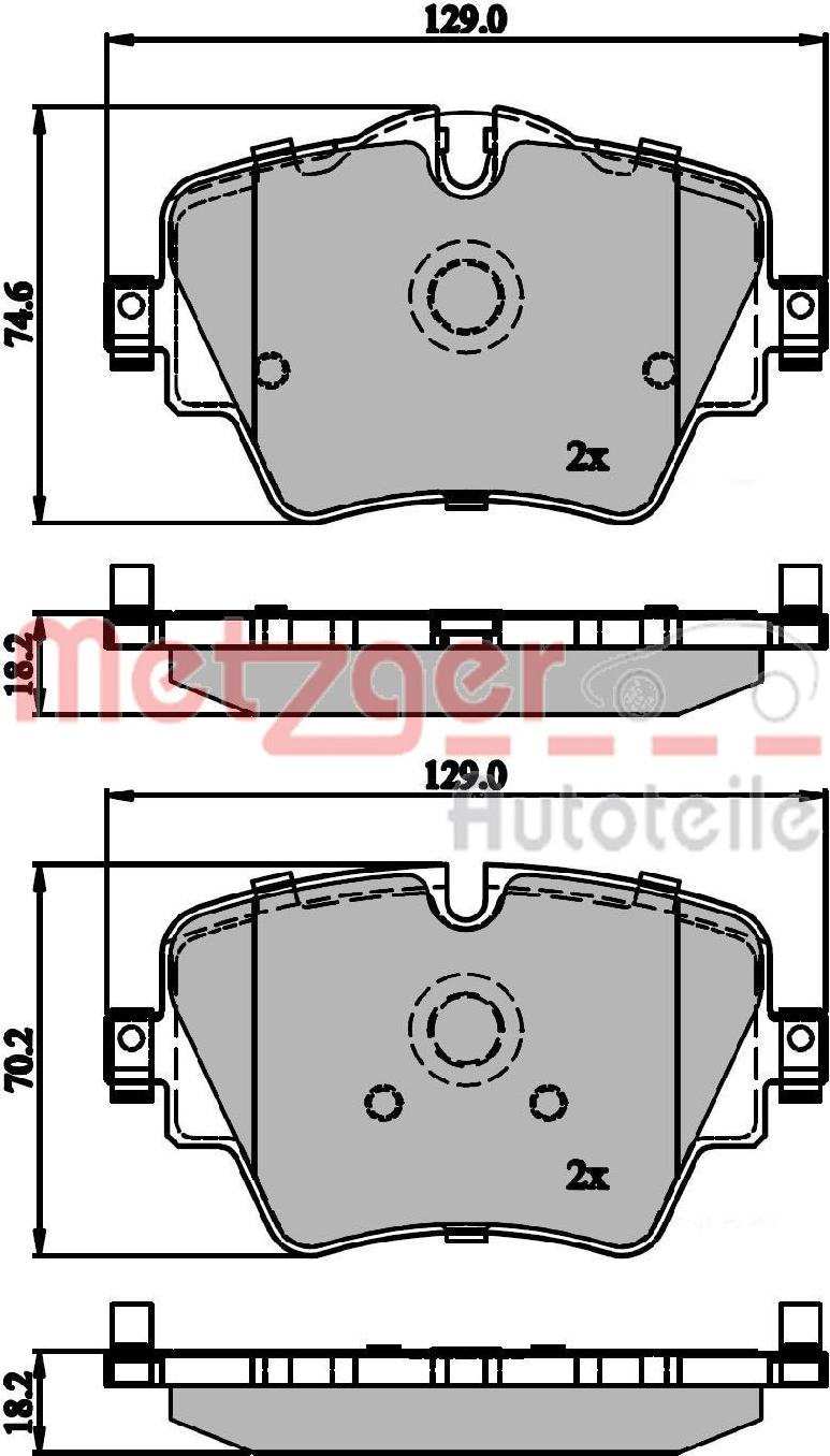Metzger 1170845 - Комплект спирачно феродо, дискови спирачки vvparts.bg