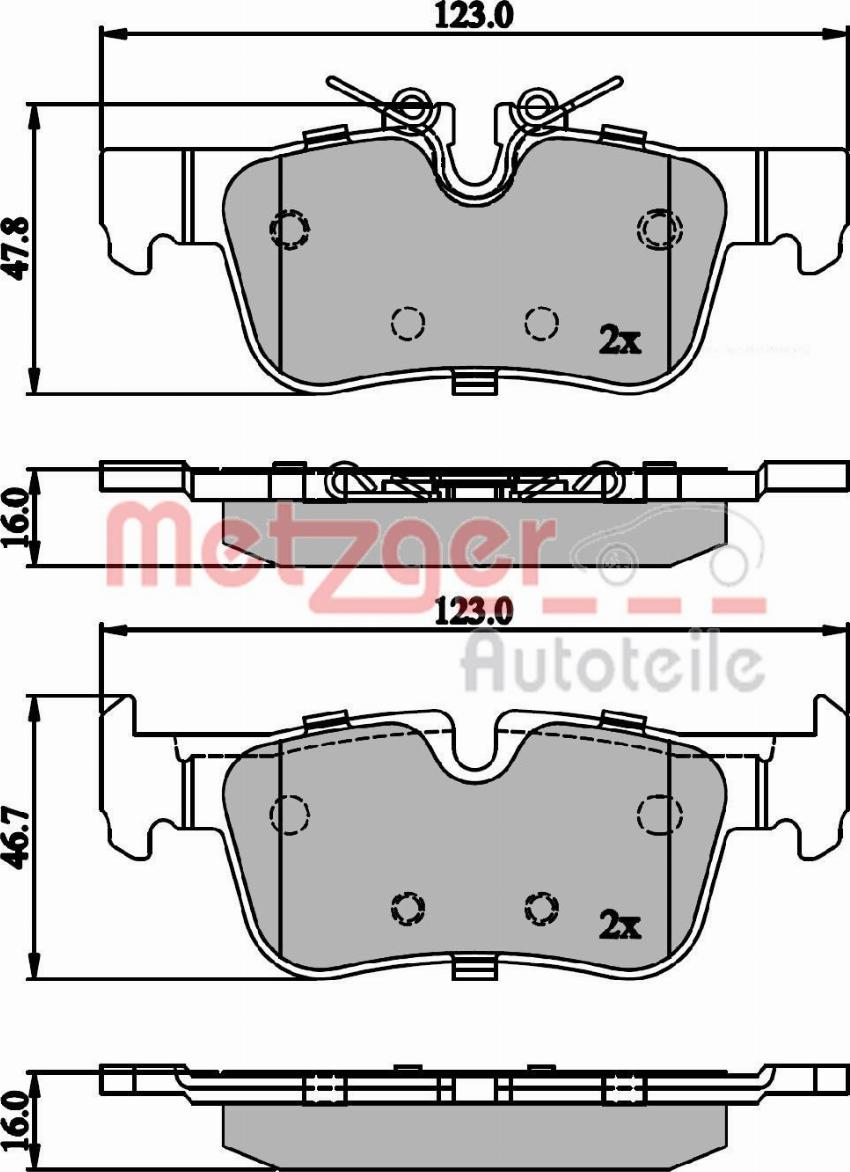 Metzger 1170846 - Комплект спирачно феродо, дискови спирачки vvparts.bg