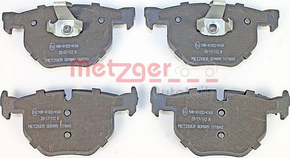 Metzger 1170843 - Комплект спирачно феродо, дискови спирачки vvparts.bg