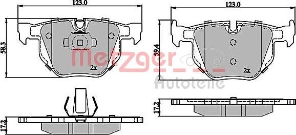 Metzger 1170843 - Комплект спирачно феродо, дискови спирачки vvparts.bg