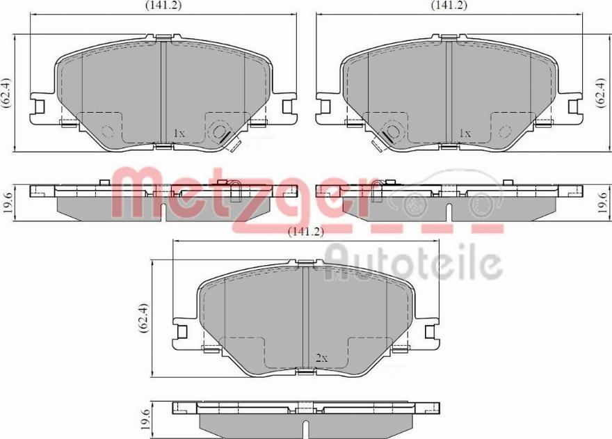 Metzger 1170855 - Комплект спирачно феродо, дискови спирачки vvparts.bg