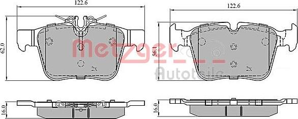 Metzger 1170858 - Комплект спирачно феродо, дискови спирачки vvparts.bg