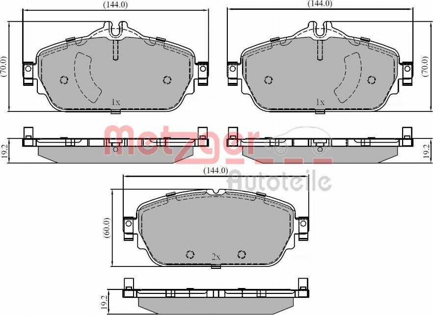 Metzger 1170853 - Комплект спирачно феродо, дискови спирачки vvparts.bg