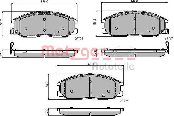 Metzger 1170865 - Комплект спирачно феродо, дискови спирачки vvparts.bg