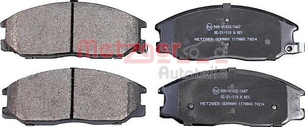 Metzger 1170865 - Комплект спирачно феродо, дискови спирачки vvparts.bg