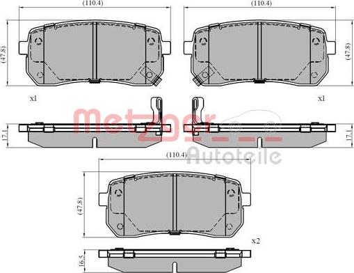 Metzger 1170866 - Комплект спирачно феродо, дискови спирачки vvparts.bg